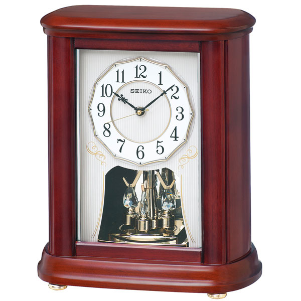 セイコー SEIKO 電波時計 BY242B 木枠 置き時計 回転飾り付き 連続秒針 スイープ 文字名入れ対応有料 取り寄せ品「sw-ka」