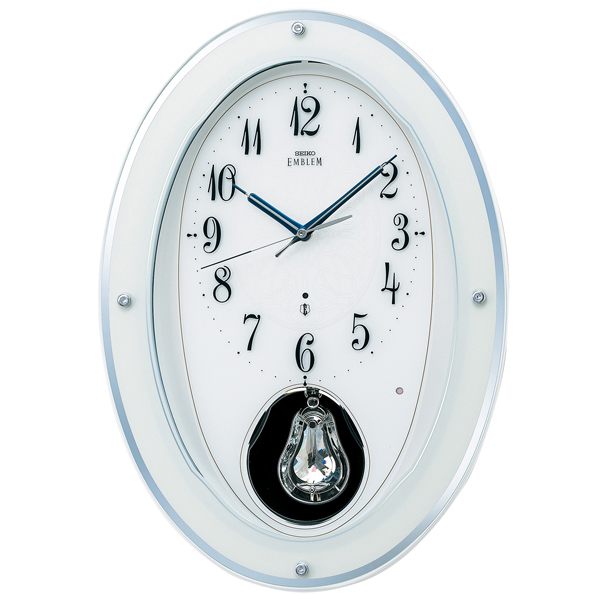 壁掛け時計 セイコー SEIKO メロディ 電波時計 エンブレム EMBLEM HS444W 文字入れ対応、有料 取り寄せ品