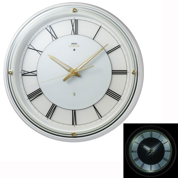 暗くなると光る 壁掛け時計 セイコー HS550W  電波時計 エンブレム SEIKO EMBLEM 文字入れ不可 送料無料 取り寄せ品
