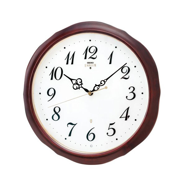 壁掛け時計 セイコー HS554B  電波時計 エンブレム 木枠 SEIKO EMBLEM 文字入れ不可 取り寄せ品「sw-ka」