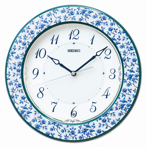 セイコー SEIKO 暗くなると秒針を止め 音がしない 壁掛け時計 花模様光沢 KX266L 電波時計 文字入れ対応、有料 取り寄せ品「sw-ka」