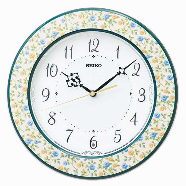 セイコー SEIKO 暗くなると秒針を止め 音がしない 壁掛け時計 花模様光沢 KX266Y 電波時計 文字入れ対応、有料 取り寄せ品「sw-ka」