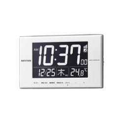 リズム時計 電波時計 家庭用コンセント使用 デジタル 電子音 目覚時計 8RZ209SR03　文字入れ対応、有料　取り寄せ品