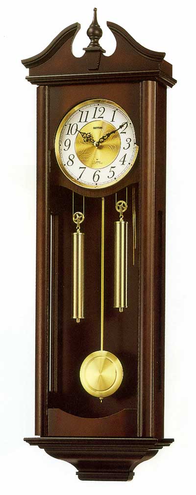 木枠の柱時計 リズム RHYTHM キャロラインR 壁掛け時計 4MJ742RH06  