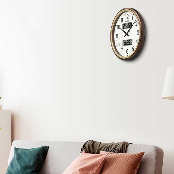 ⭐︎新品未使用 セイコー SEIKO 掛け時計 電波 温湿度 茶メタ KX275B