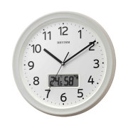 壁掛け時計 温度1 湿度 カレンダー付 電波時計 8FYA02SR03 白半艶仕上げ プラスチック枠 文字入れ対応有料 取り寄せ品
