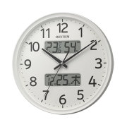壁掛け時計 温度 湿度 デジタル カレンダー付 電波時計 8FYA03SR03 スイープ ホワイト 白 リズム時計 RHYTHM 文字入れ対応有料 取り寄せ品