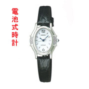 SEIKO セイコー 女性用 腕時計 SWDX175 白蝶貝 ダイヤ入り ブラック系 サイドワニ 革 バンド 電池時計 エクセリーヌ EXCELINE 送料無料 名入れ刻印対応有料 取り寄せ品 要在庫確認