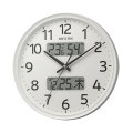 壁掛け時計 温度 湿度 デジタル カレンダー付 電波時計 8FYA03SR03 スイープ ホワイト 白 リズム時計 RHYTHM 文字入れ対応有料 取り寄せ品