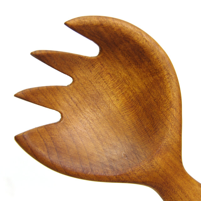 山桜の木の手彫り「サラダサーバーセット」