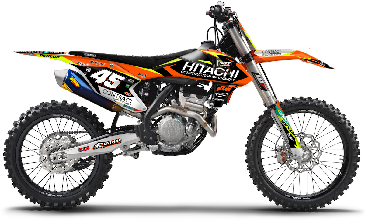 ENJOY MFG KTM Hitachi チームデカールフルキット＋シートカバー