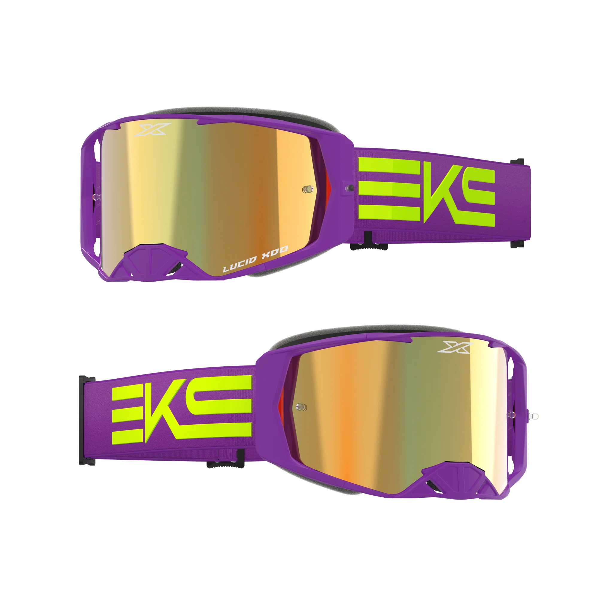 2025 EKS Brand LUCID ルシード ゴーグル キャリバー パープルフローイエロー・ゴールドミラーレンズ