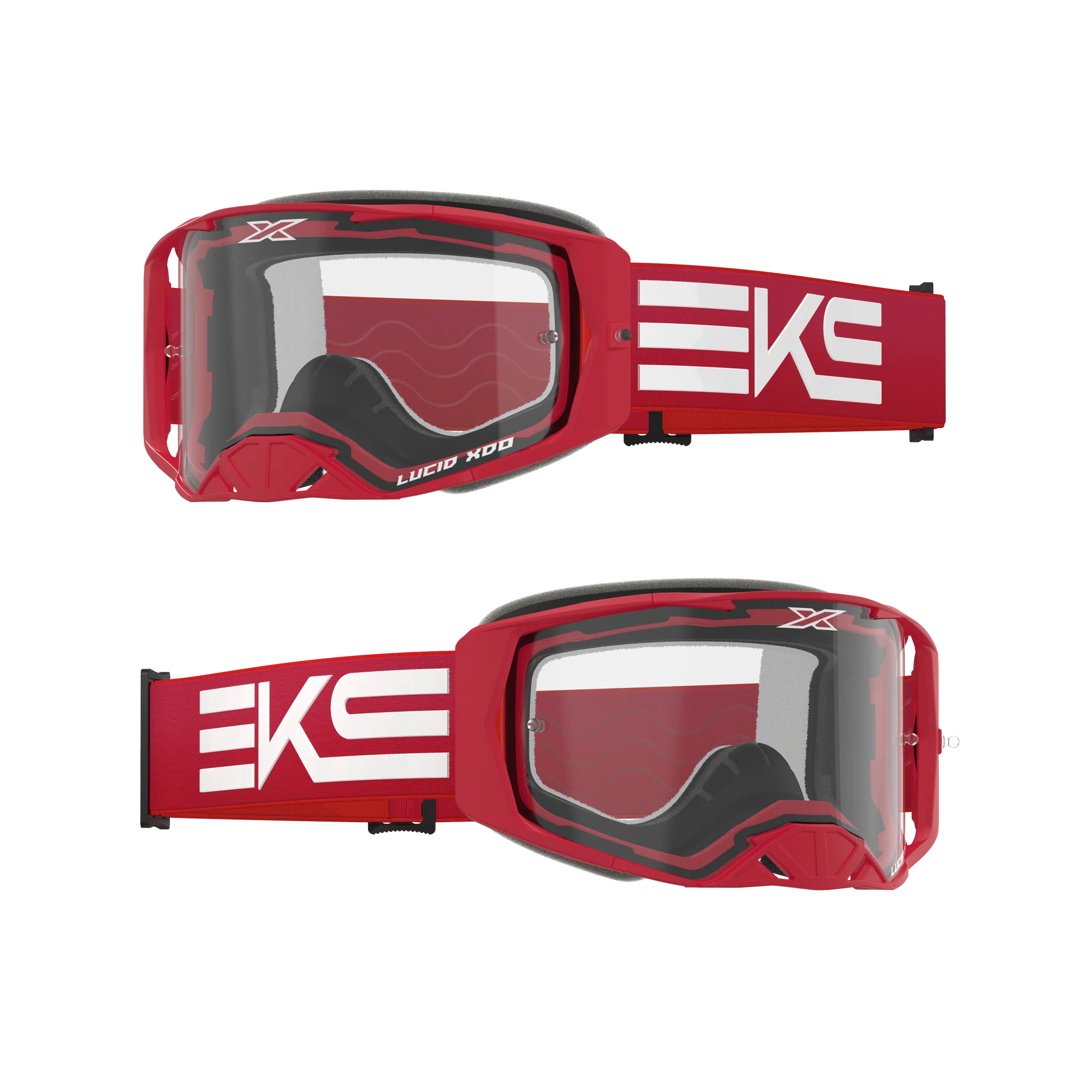 2025 EKS Brand LUCID ルシード ゴーグル キャリバーレッド・クリアレンズ　4 LAYER FOAM