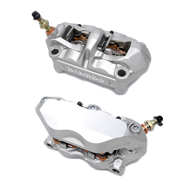 QTM Brembo キャスト4パッド ラジアルキャリパー パッド付 CNC加工済 シルバー
