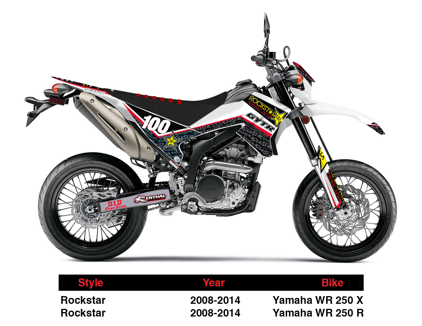ENJOY MFG YAMAHA WR250X ROCKSTAR チームデカールフルキット＋シートカバー
