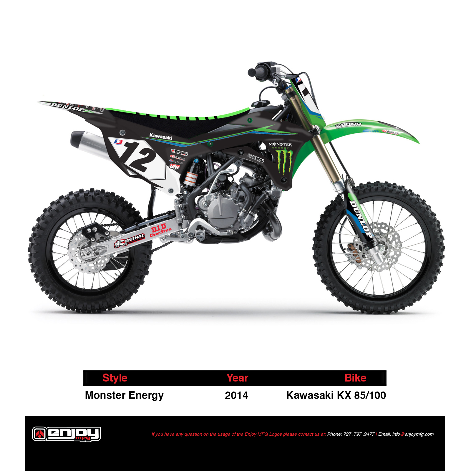 ENJOY MFG MONSTER ENERGY KAWASAKI チームデカールキット＋シートカバー