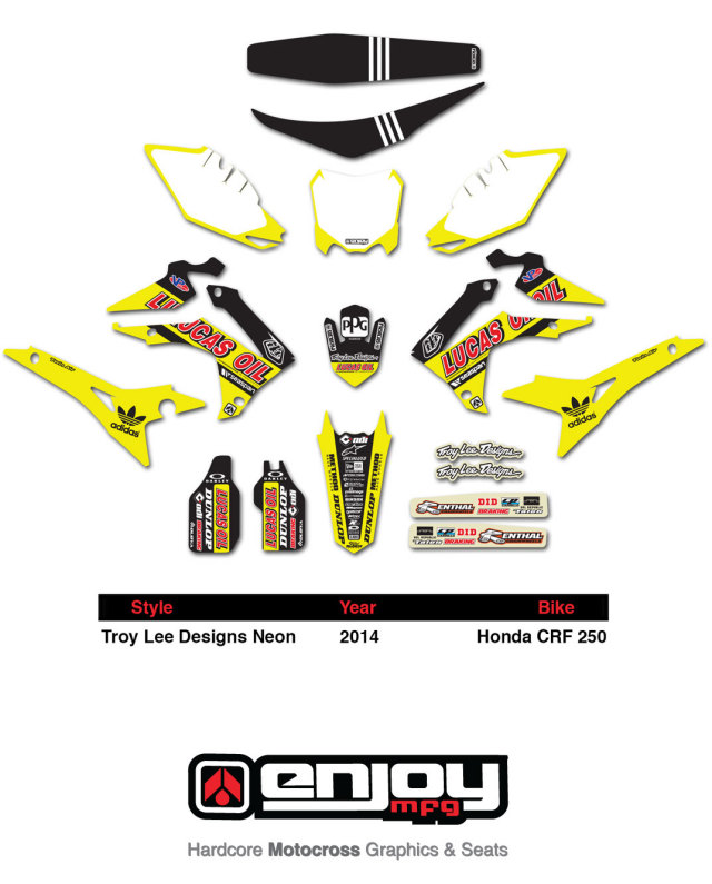 ENJOY MFG Troy Lee LUCAS OILチームデカールフルキット(ネオン