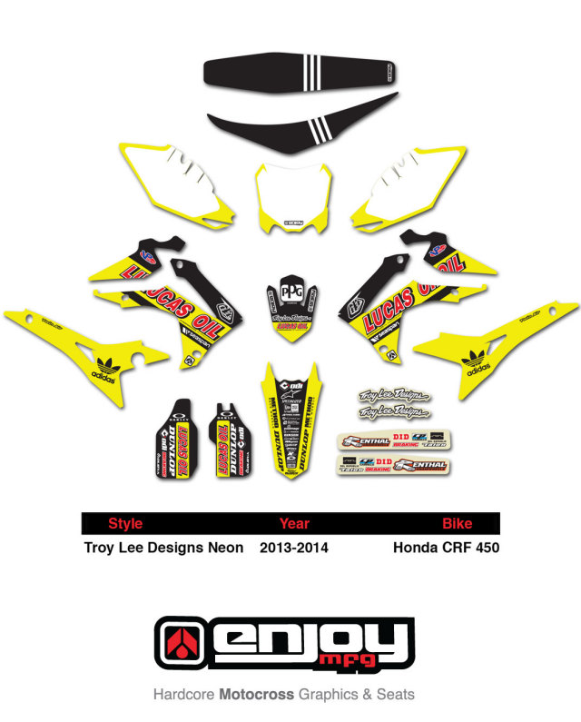 ENJOY MFG Troy Lee LUCAS OILチームデカールフルキット(ネオン）＋