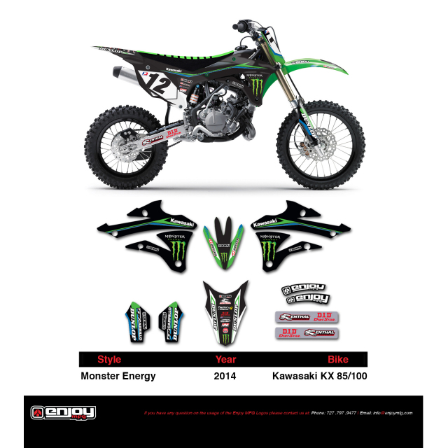 ENJOY MFG MONSTER ENERGY KAWASAKI チームデカールキット＋
