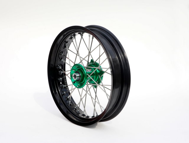グリーンホイール 完組ホイール 1本フロント REX Kawasaki モタードコンプリートフロントホイールセット｜REX
