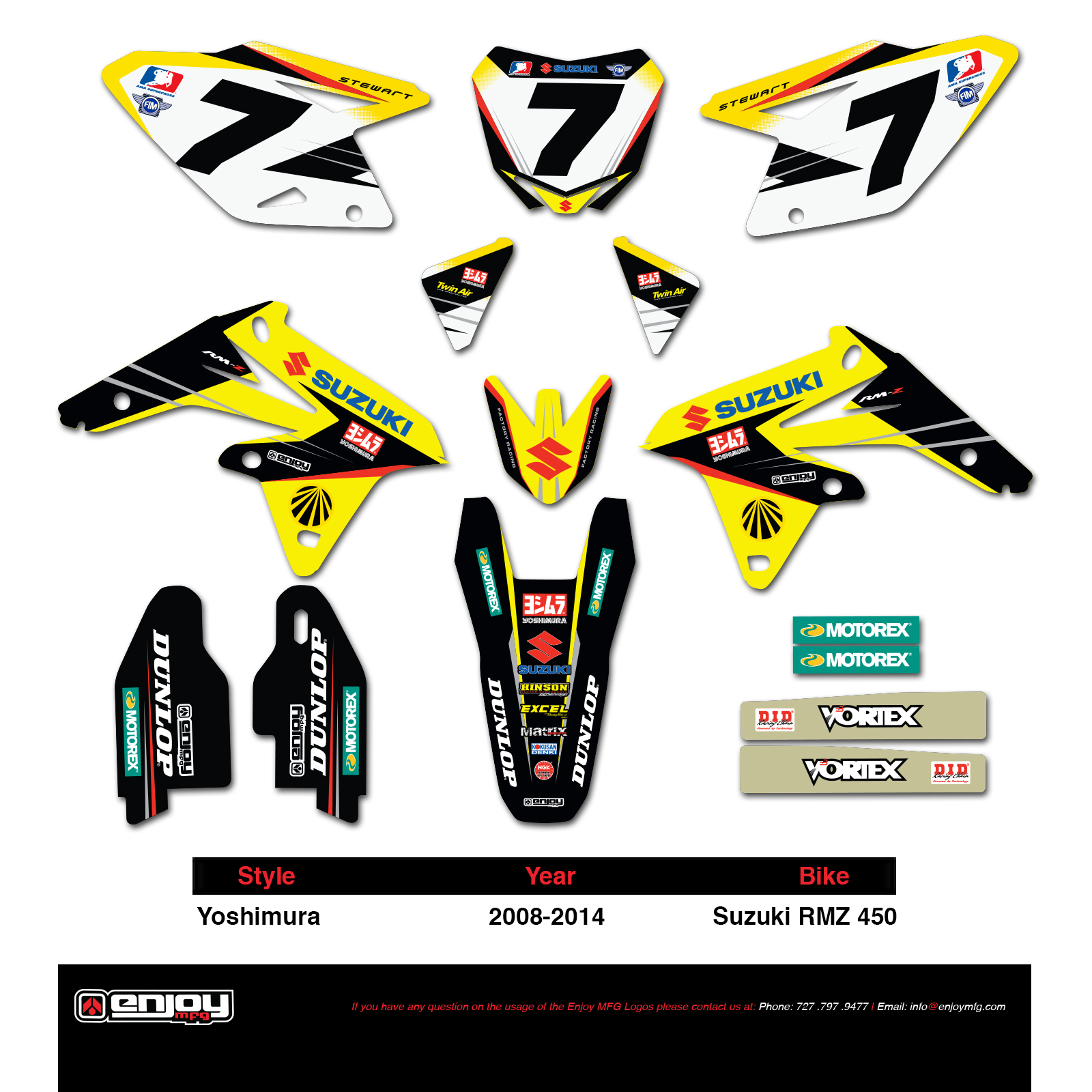 ENJOY MFG  FACTORY SUZUKI YOSHIMURA チームデカールキット＋シートカバー