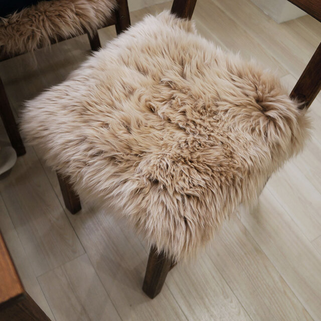 タグ付き じぶんまくら　ムートン長毛裏付クッション　40cm×40cm ムートン クッション 直径40cm 1枚皮 長毛 ロングヘア ニュージーランド産