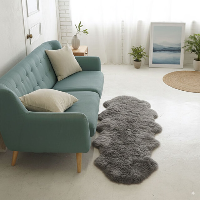 洗えるムートンラグ 2匹サイズ グレー