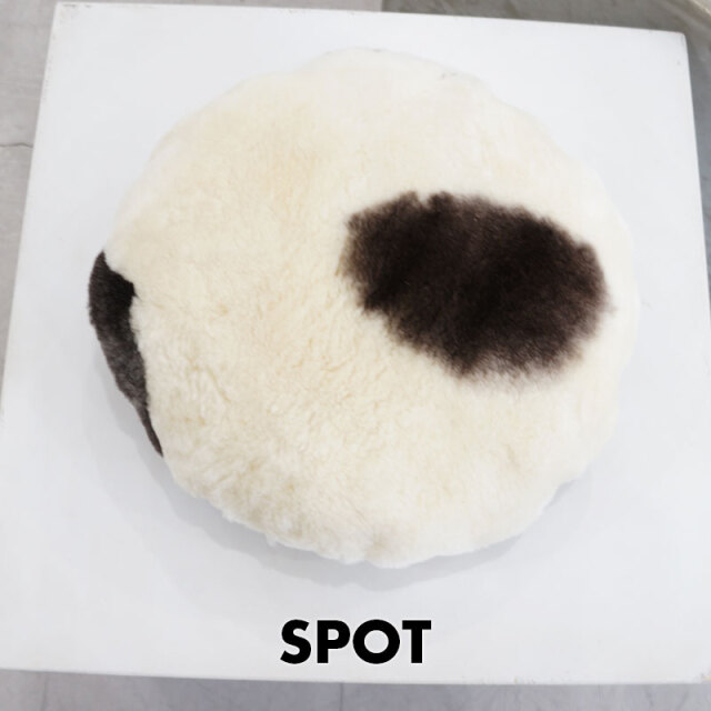 ムートンラウンドクッション ムートン 背もたれ ラウンド クッション 天然模様 SPOTTY 40cm