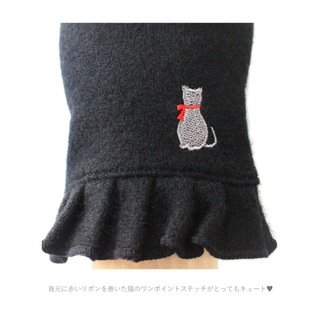 メール便OK》カシミヤ込み キャットステッチグローブ 《ギフト対応OK》