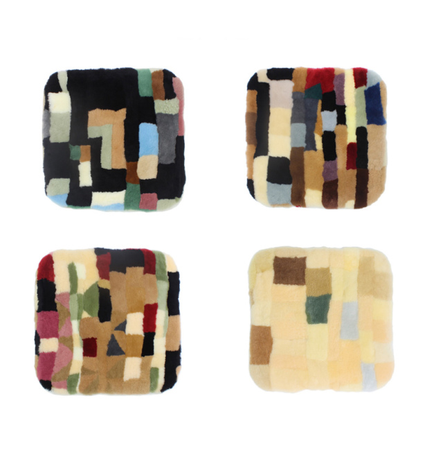 マルチカラーが個性的な短毛ムートンシートクッション 45×45cm ムートン 座布団 シートクッション マルチカラー《ギフト対応OK》