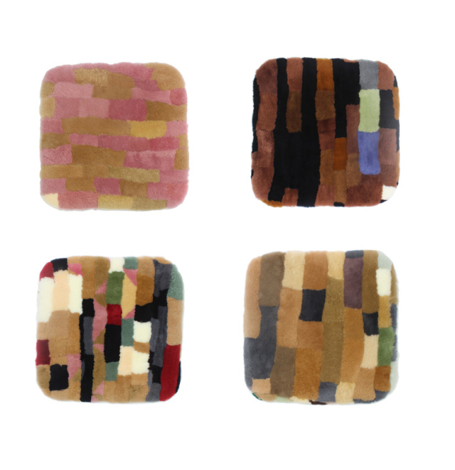 マルチカラーが個性的な短毛ムートンシートクッション 45×45cm ムートン 座布団 シートクッション マルチカラー《ギフト対応OK》