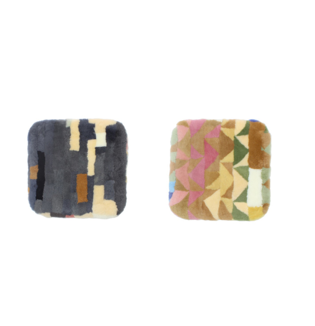 マルチカラーが個性的な短毛ムートンシートクッション 45×45cm ムートン 座布団 シートクッション マルチカラー《ギフト対応OK》