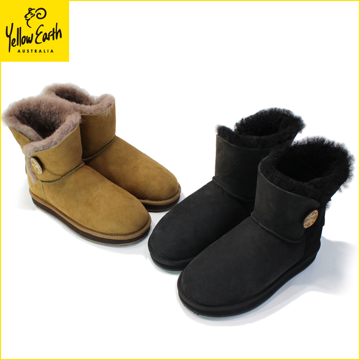 イエローアース　ムートンブーツ Button Low Boot