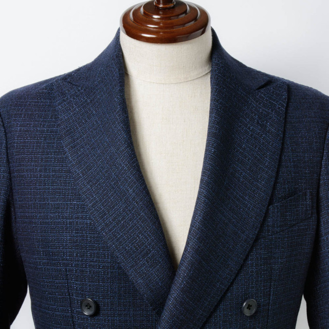 Double breasted jacket 【ABMG14-21】 Italian Fabric Navy Linen mix