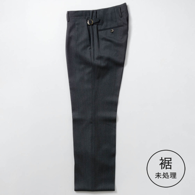 2 in-tuck High Back Belt-Loop Model　【BCMG35-80】　M-GRAY　VB CANONICO Covert Cloth Ｗ100%　  裾未処理品 【春秋冬商品】