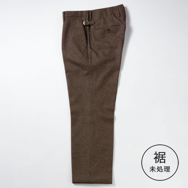 2 in-tuck High Back Belt-Loop Model　【BCMG36-40】　BROWN　Gun Club Check   RE:NEWOOL 裾未処理品 【秋冬商品】