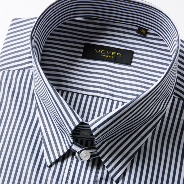 タブカラーシャツネイビーロンドンストライプ