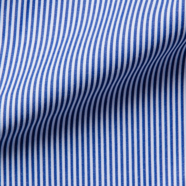 ラウンド タブカラー シャツ・ブルーPINストライプ【EAMG02-15