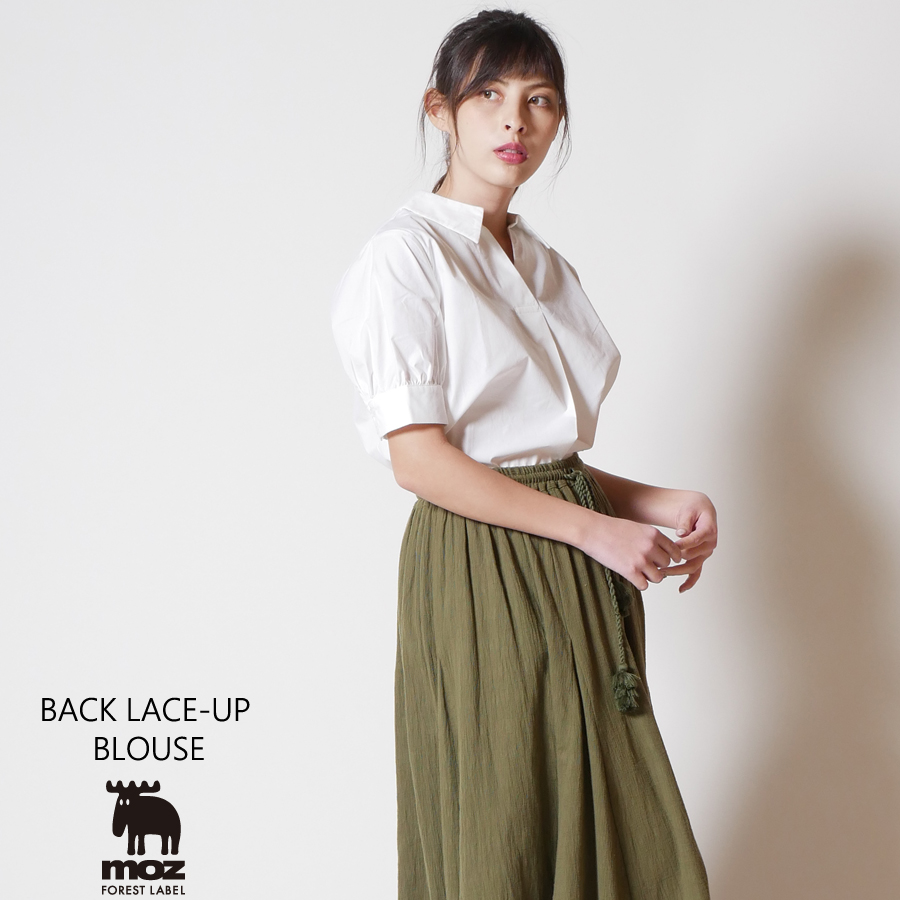 moz FOREST LABEL  バックレースアップブラウス◆