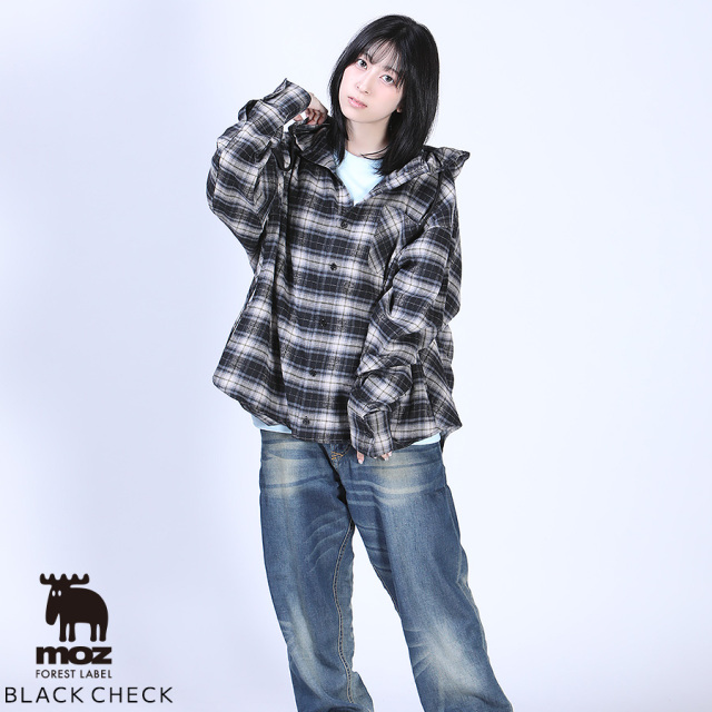 PUTUMAYO フード付き長袖カットソー 月音こな×moz FOREST LABEL コラボ第3弾！フード付きシャツ