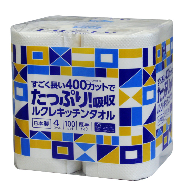 ルクレFSC&reg;認証品キッチンタオル　DRY4ロール