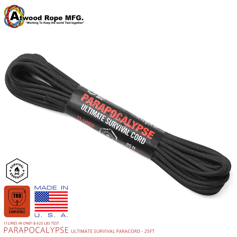 ATWOOD ROPE MFG. PARAPOCALYPSE 11Lines 625Lbs 25FT アルティメット・サバイバル・パラコード【T】