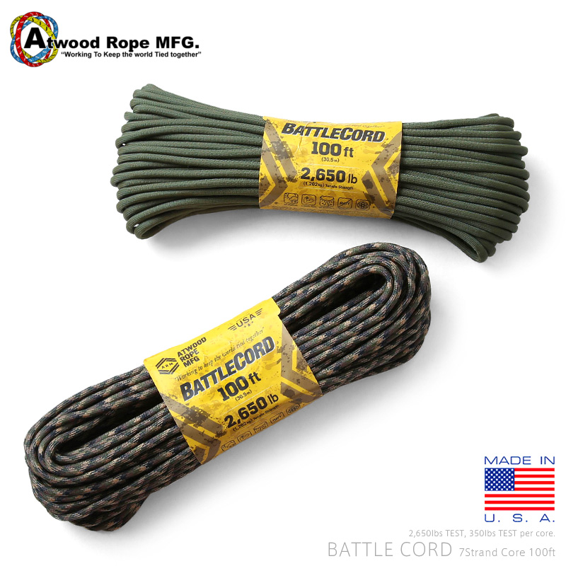 ATWOOD ROPE MFG. アトウッド・ロープ 7Strand 2650Lbs バトルコード 100FT【T】
