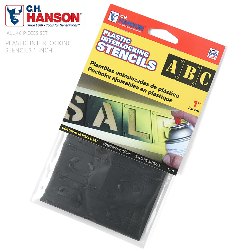 C.H.HANSON C.H.プラスチック ステンシルプレート【1インチ】46ピース 英数字セット