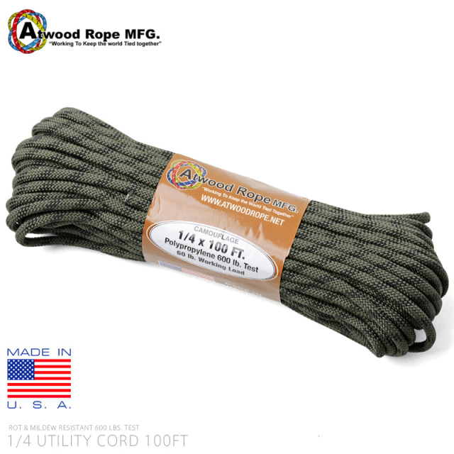 ATWOOD ROPE MFG. アトウッド・ロープ 1/4×100FT ユーティリティコード【T】