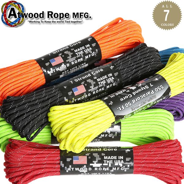 ATWOOD ROPE MFG. 7Strand 550 パラコード 50FT REFLECTIVE【T】