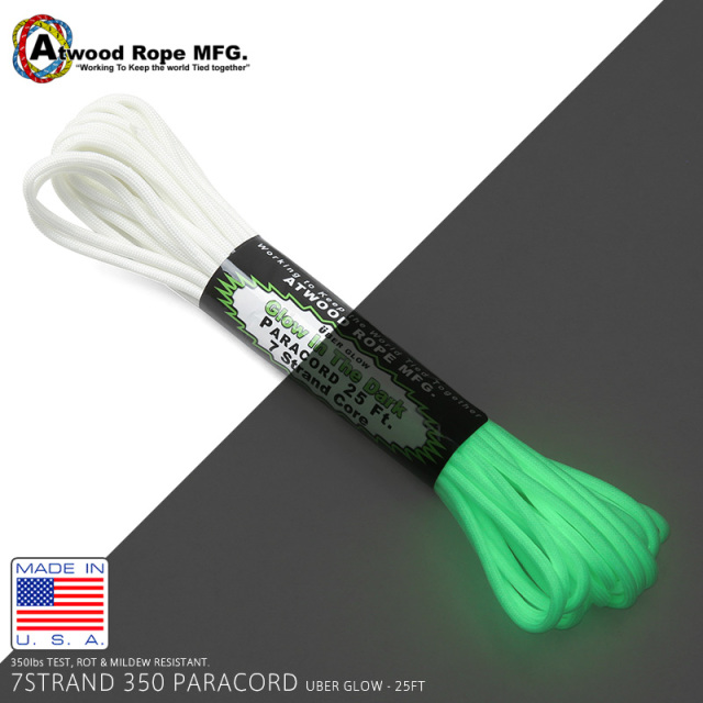 ATWOOD ROPE MFG. 7Strand 350Lbs 25FT UBER GLOW パラコード【T】