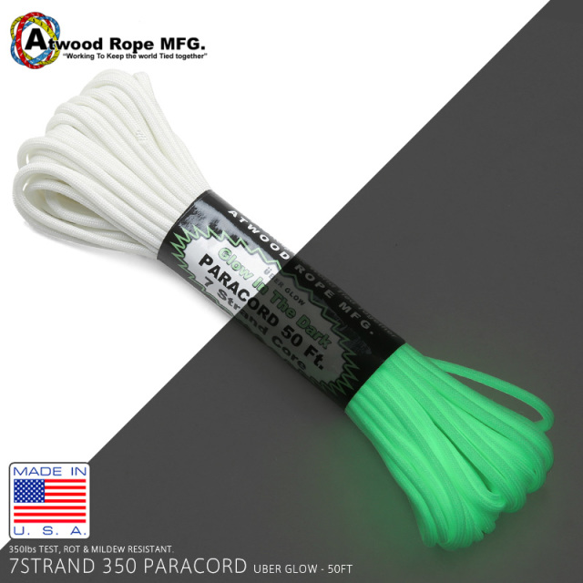 ATWOOD ROPE MFG. アトウッド・ロープ 7Strand 350Lbs 50FT UBER GLOW パラコード【T】