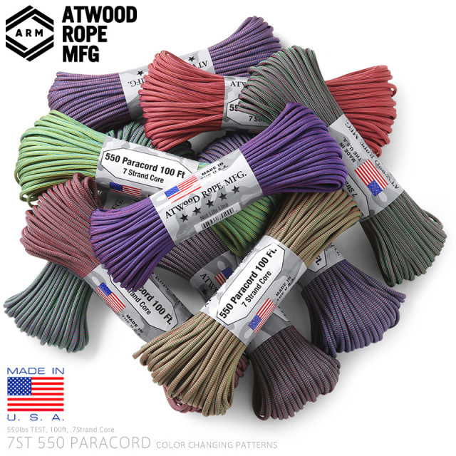 ATWOOD ROPE MFG. 7Strand 550Lbs パラコード 100FT COLOR CHANGING PATTERNS【T】