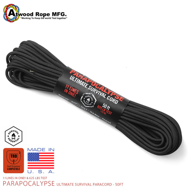 ATWOOD ROPE MFG. PARAPOCALYPSE 11Lines 625Lbs 50FT アルティメット・サバイバル・パラコード【T】